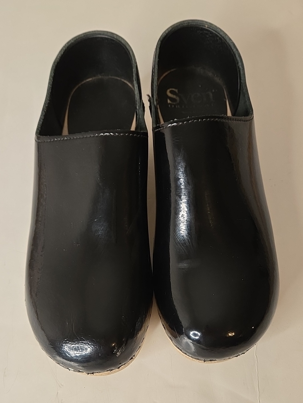 Sven Glossy Black Patent Leather Mules Clogs EU41